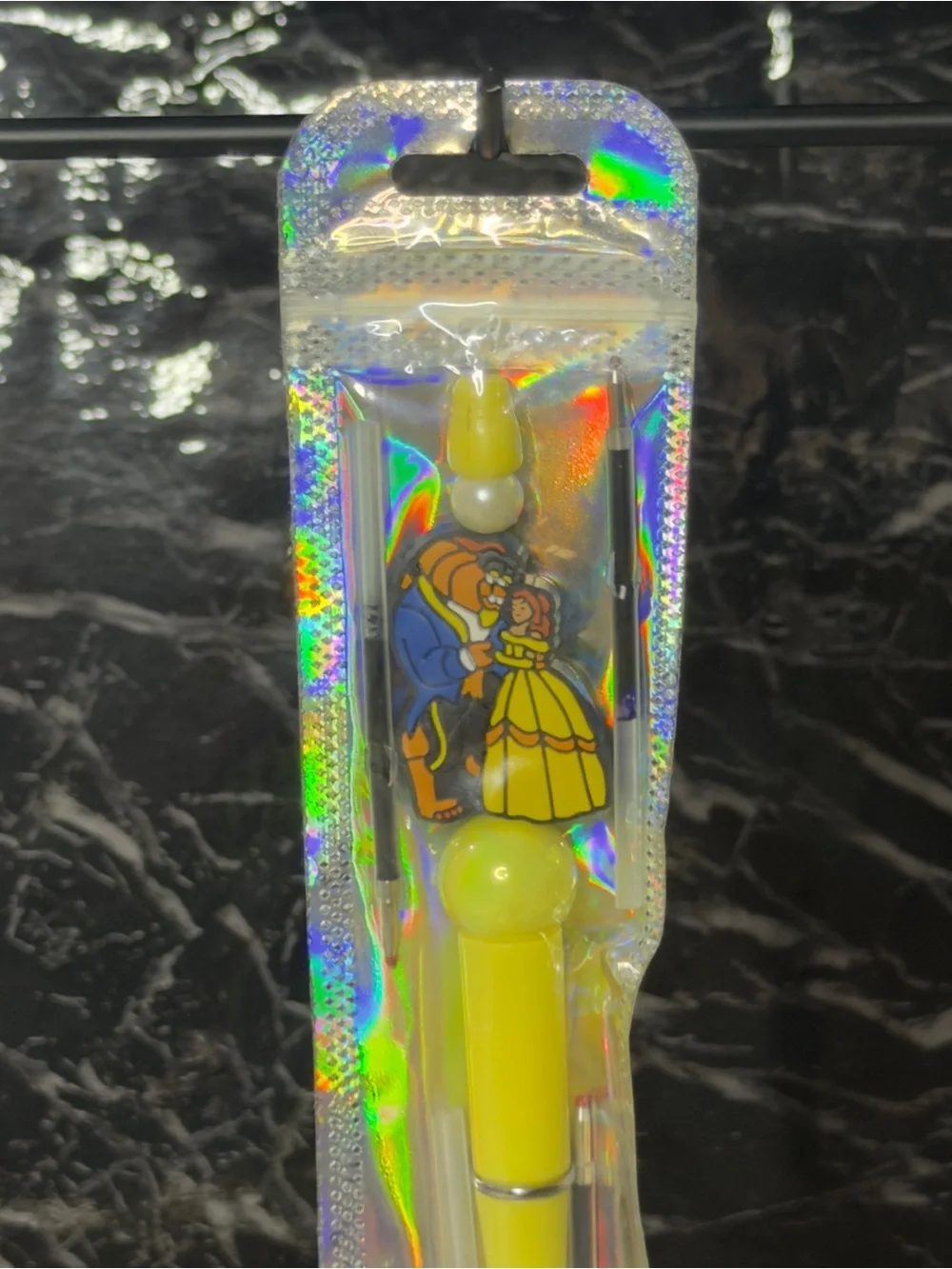 Beauty & the Beast Focal Bead Pen Black & Blue Ink